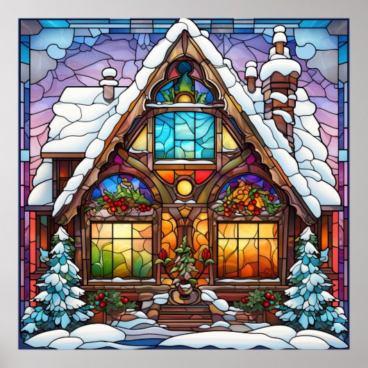 Glas in lood Kerst Poster (Voorkant)