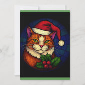 Glas-in-lood kerst sinaasappel tabby kat feestdagenkaart (Voorkant)