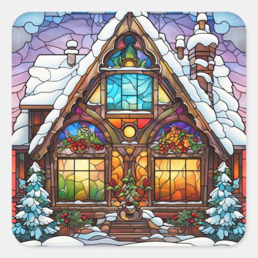 Glas in lood Kerst stickers (Voorkant)