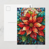Glas in lood Kerstbloem rood Poinsettia Briefkaart (Voorkant / Achterkant)