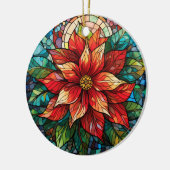Glas in lood Kerstbloem rood Poinsettia Keramisch Ornament (Links)