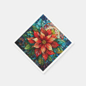 Glas in lood Kerstbloem rood Poinsettia Servet (Hoek)