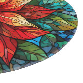 Glas in lood Kerstbloem rood Poinsettia Snijplank (Hoek)