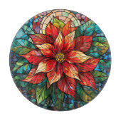 Glas in lood Kerstbloem rood Poinsettia Snijplank (Voorkant)