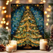 Glas in lood kerstboom feestdagen kaart