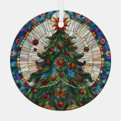 Glas in lood kerstboom glas ornament (Achterkant)