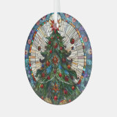 Glas in lood kerstboom glas ornament (Voorkant links)