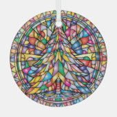 Glas in lood kerstboom glas ornament (Voorkant)