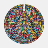 Glas in lood kerstboom glas ornament (Achterkant)