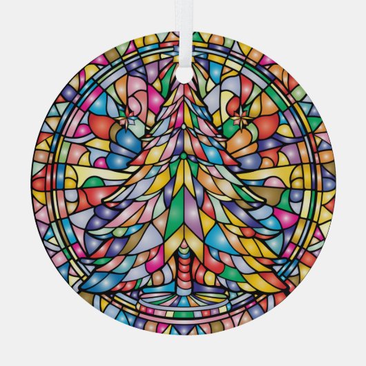 Glas in lood kerstboom glas ornament (Achterkant)