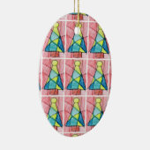 Glas in lood kerstboom keramisch ornament (Rechts)