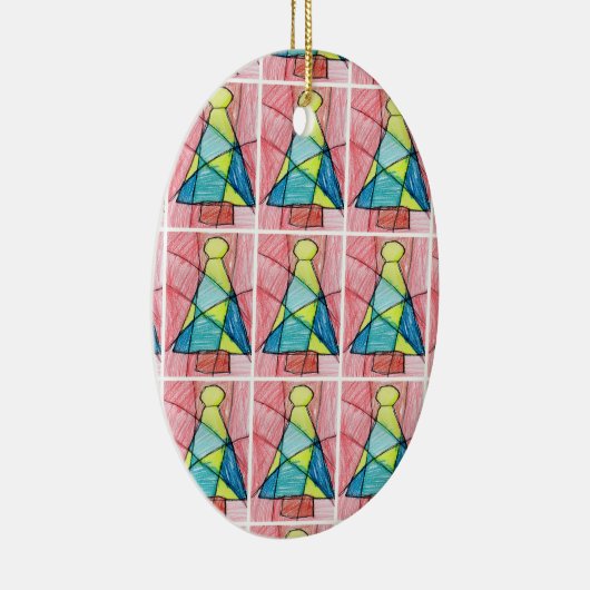 Glas in lood kerstboom keramisch ornament (Rechts)