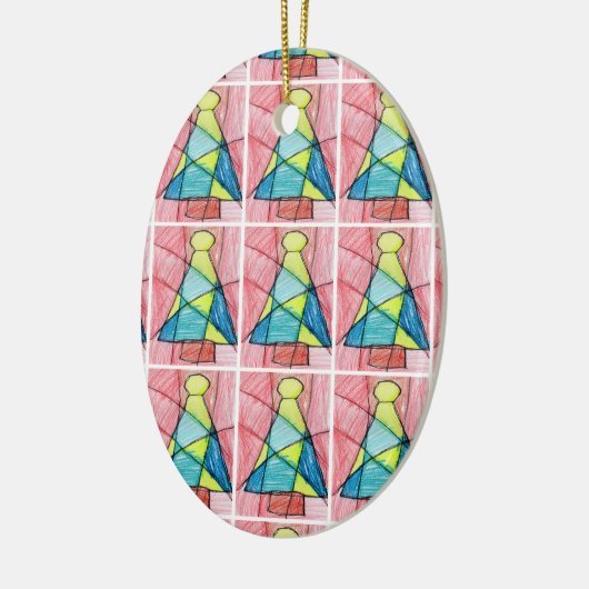 Glas in lood kerstboom keramisch ornament (Links)