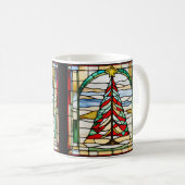 Glas in lood kerstboom koffiemok (Voorkant rechts)