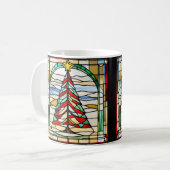 Glas in lood kerstboom koffiemok (Voorkant links)
