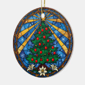 Glas-in-lood Kerstboom & Lelies Keramisch Ornament (Links)