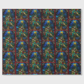 Glas in lood kerstboom mooi cadeaupapier (Vlak)