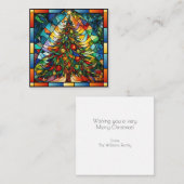Glas in lood kerstboom notitiekaartje (Voorkant / Achterkant)