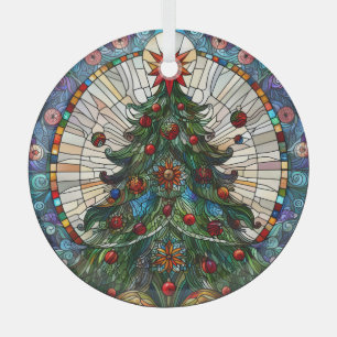 Glas in lood kerstboom ornament