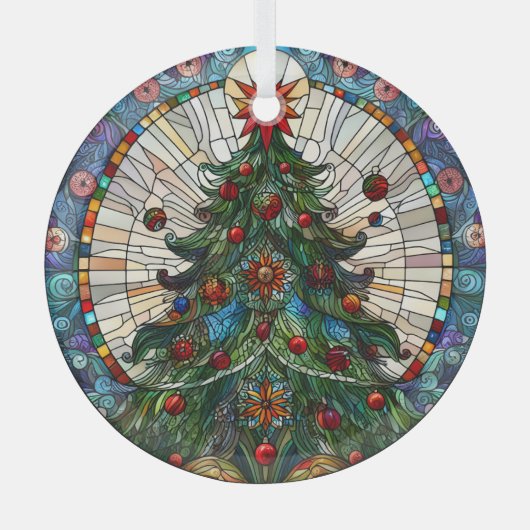 Glas in lood kerstboom ornament (Voorkant)