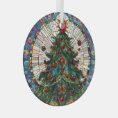 Glas in lood kerstboom ornament (Voorkant Rechts)