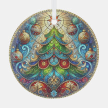 Glas in lood kerstboom