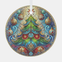 Glas in lood kerstboom ornament