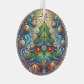 Glas in lood kerstboom ornament (Voorkant Rechts)