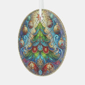 Glas in lood kerstboom ornament (Voorkant links)