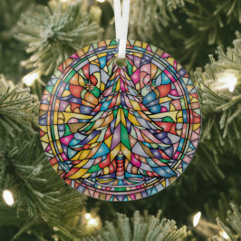 Glas in lood kerstboom ornament