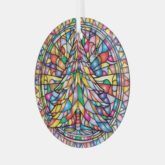 Glas in lood kerstboom ornament (Voorkant links)