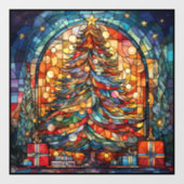 Glas in lood Kerstboom Venster Cling Raamsticker (Vel)