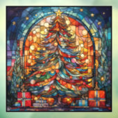 Glas in lood Kerstboom Venster Cling Raamsticker (Vel 3)