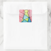 Glas in lood kerstboom vierkante sticker (Tas)