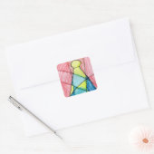 Glas in lood kerstboom vierkante sticker (Envelop)