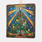 Glas-in-lood Kerstboomontwerp Keramisch Ornament (Links)