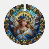 Glas in lood kerstengel glas ornament (Achterkant)