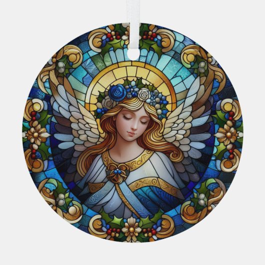 Glas in lood kerstengel glas ornament (Achterkant)