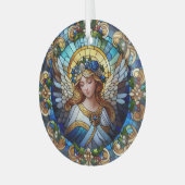 Glas in lood kerstengel glas ornament (Voorkant links)