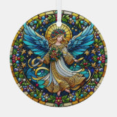 Glas in lood kerstengel glas ornament (Achterkant)