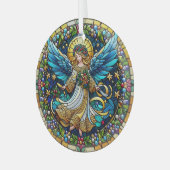 Glas in lood kerstengel glas ornament (Voorkant links)