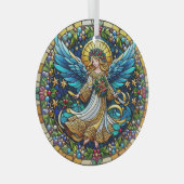 Glas in lood kerstengel ornament (Voorkant Rechts)