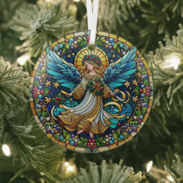 Glas in lood kerstengel ornament