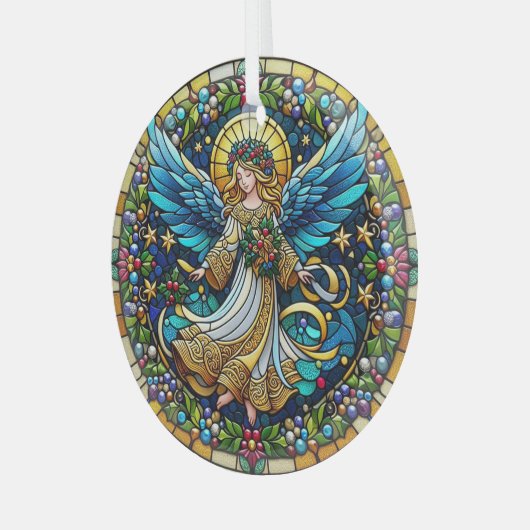 Glas in lood kerstengel ornament (Voorkant links)