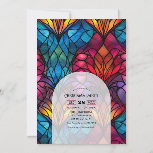 Glas in lood kerstfeest kaart (Voorkant)