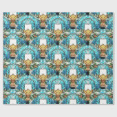 Glas in lood kerstkaars Holly Cadeaupapier (Vlak)