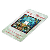 Glas in lood kerstkaars Holly Green Glitter Magneet (Linkerzijde)