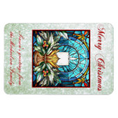 Glas in lood kerstkaars Holly Green Glitter Magneet (Horizontaal)