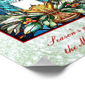 Glas in lood kerstkaars Holly Green Glitter Poster (Hoek)