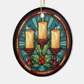 Glas in lood kerstkaarsen keramisch ornament (Links)